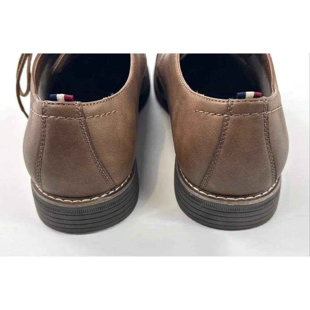 Izod Oxford Shoes Mens 13 M Tan Faux Leather Memory Foam Lace Up Dress Casual